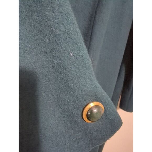 Ann Milstein Womens Wool Coat Acetate Lining Buttons Green Made in USA Size‎ 14P - Picture 8 of 14